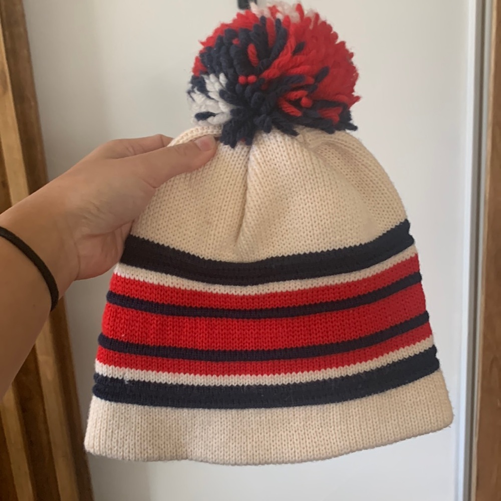 Vintage Smiley 100% Wool Pom Pom Knit Hat Unisex.‎ oS